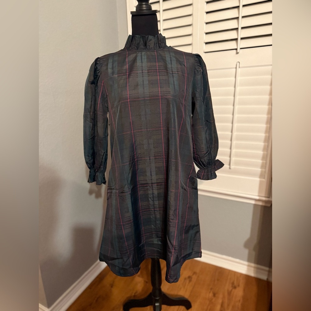 NWT J. Marie Katrina Plaid Shift Mini Dress